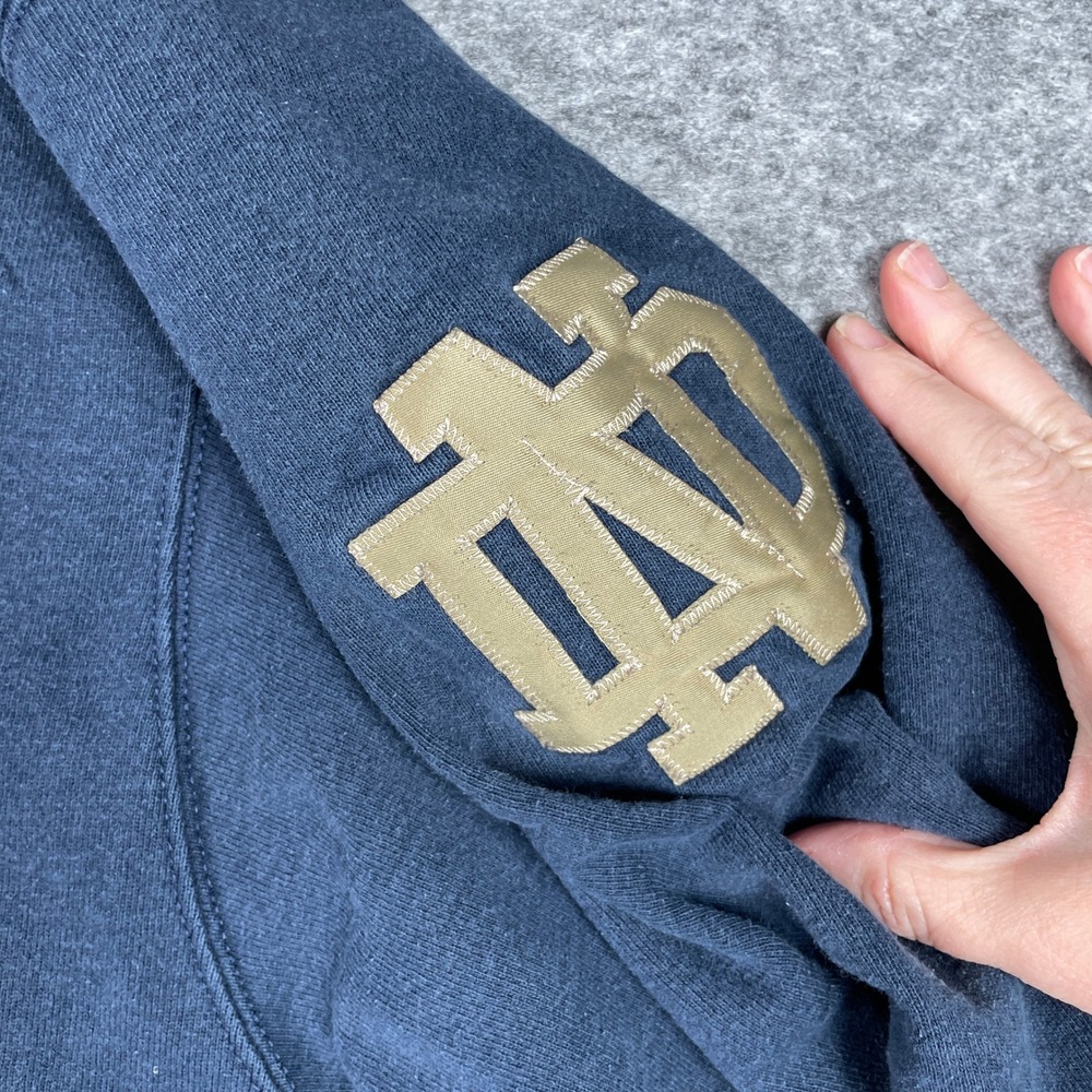 Notre Dame Sweatshirt Mens XXL Navy Champion Fighting Irish Tackle Twill Top - Picture 5 of 9
